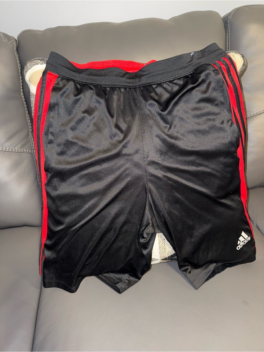 ADIDAS Black Shorts with Red Side Stripes